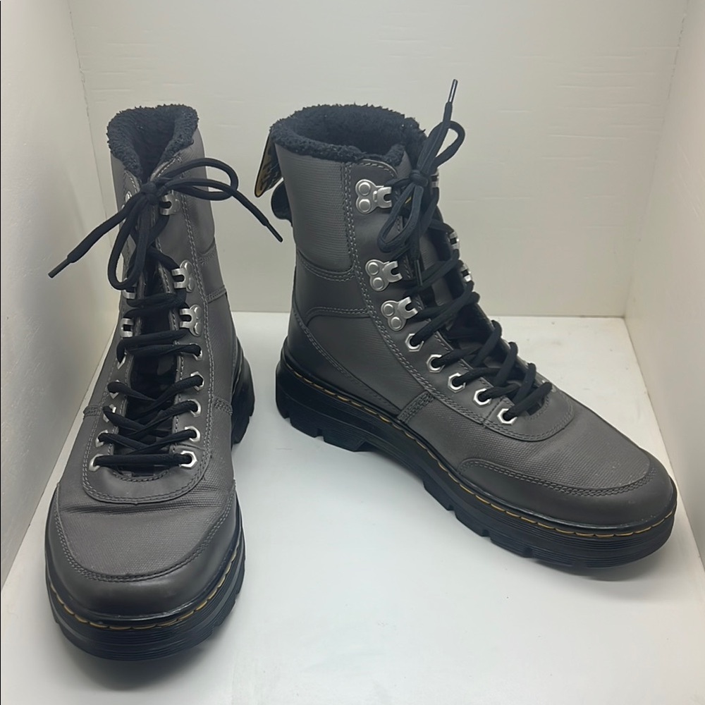 Dr Martens DM Combs Tech  Fleece Lined Gray Lace Up Boots 10